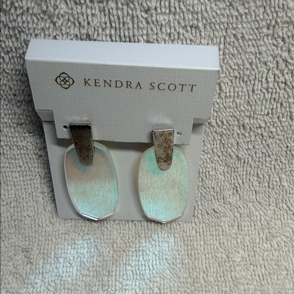 Kendra Scott Silver and Iridescent Drop Earrings